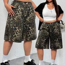 Plus-Size Women's Blue Summer Casual Vacation Cropped Jeans, Suitable For Everyday Casual Vacations. - Multicolor - Ver 1