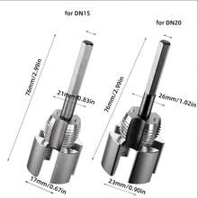 DN15+DN20 y 2* Cinta de sellado de rosca Herramienta de rosca de tubería desmontable Adecuada para perforación de PCB 1/2''3/4'' Pulgada Tubería de agua PPR PVC MPP Vástago hexagonal Troquel de rosca - Juego de 6 piezas (2 brocas + 2 bielas + 2 cintas de sellado de roscas) - Ver 3