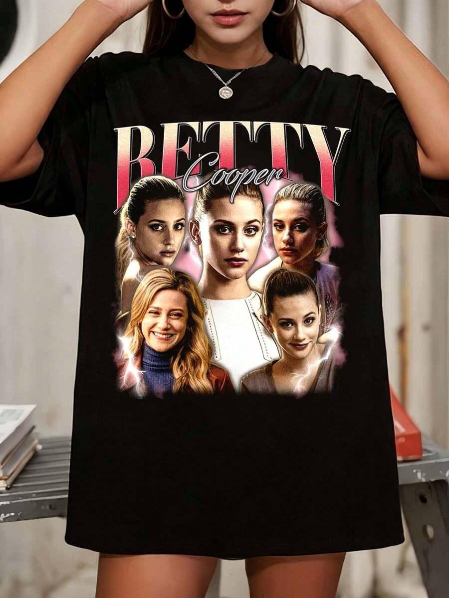 Betty  T-Shirt – Vintage  Graphic Tee, Archie Comics TV Show Fan Apparel - Black - View 1