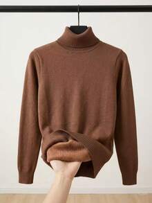 ACME MADE IN CHINA Long-Sleeved Thermal Turtleneck Sweater, Slim Fit, Thermal Lining, Autumn/Winter. - 棕色的 - 查看 1