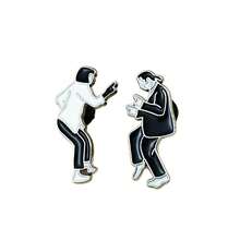 Ghim cài áo hình nhân vật phim, phụ kiện quần áo đen trắng tối giản sáng tạo, huy hiệu cài áo. - Nhiều màu - Xem 7
