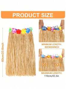 2/1pc Hawaiian Grass Skirt With Colorful Flowers, Unisex Tropical Style Party Decoration, Holiday Photo Prop, Suitable For Beach Party - Multiple Styles - View 3