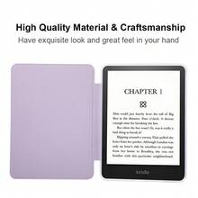 Ốp bảo vệ máy đọc sách điện tử cho Kindle (Thế hệ thứ 11 - Ra mắt năm 2024) (6 inch), Kindle Paperwhite thế hệ thứ 11 năm 2021, Kindle Paperwhite thế hệ thứ 12 năm 2024. Mặt lưng TPU trong suốt siêu mỏng với chức năng tự động bật/tắt màn hình thông minh. - Màu tím hoa cà - Xem 7