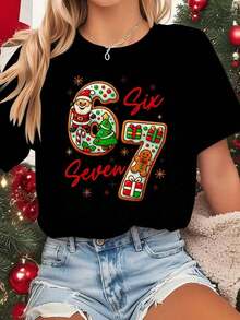 1 Piece Of Raggedy Ann & Andy Women's Plus Size Graphic Print T-Shirt, Casual Short Sleeve Crew Neck Tee, Medium Stretch Fabric, All-Season Comfort, Fashionable Summer Top, 180g 100% Cotton, Designs Are Fully Printed. Unisex. - 黑色 4 - 查看 1