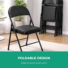 Foldable Padded Chair With Metal Frame Heavy Duty For Office Home Dining Easy Storage Black Pack Of 2 - 1 - 查看 8