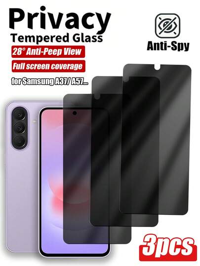 3pcs Privacy Screen Protector, Absolute Protection For Your Privacy And Security, Compatible With Samsung A57/A37/A27/S24FE/S23FE/S21FE/S20FE/A56/A55/A54/A53/A52/A51/A36/A35/A34/A33/32/A31/A26/A25/A24/A23/A22/A21/A17/A16/A15/A14/A13/A12/A07/A06/A05 And More