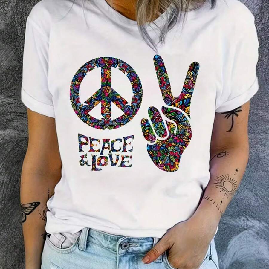 Camiseta impresa para hombres y mujeres - Blanco - Ver 1