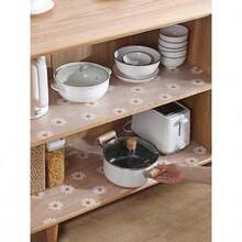 1 Roll Daisy Pattern Kitchen Cabinet Shelf Liner, Non-Adhesive Drawer Mat, Anti-Slip Refrigerator Pad, EVA Waterproof Fridge Liner, Cabinet Mat, Easy Placemat - 1PC - View 4