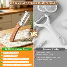 2Pcs Multifunctional Vegetable,Zero Snag Wooden Peeler,Zero Snag Wooden Kitchen With Bottle Opener,3 In 1 Kitchen Gadgets Stainless Steel Peelers Fruit Veggie 0NDA - 1 - Xem 3