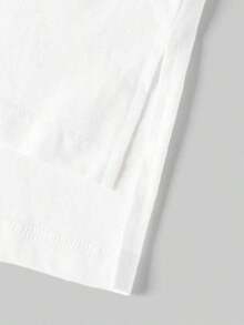 Camiseta holgada de estilo minimalista casual para mujer, con parte delantera corta y parte trasera larga, versátil para usar en la calle, adecuada para primavera y verano - Blanco 4 - Ver 6