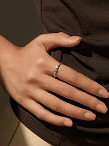 MODIAN D Color Round Moissanite 925 Sterling Silver Fashion Rings Sparkling Finger Rings For Women Wedding Fine Jewelry Gifts - Silver - View 3