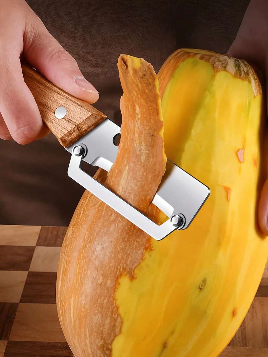 3/2/1 Piezas Pelador de Verduras Premium de Acero Inoxidable con Mango de Madera y Abridor de Botellas, Herramienta Multifuncional de Cocina 2 en 1 para Frutas, Manzanas, Patatas, Calabazas, Papayas, etc.
