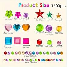 1 Set Rhinestone Decorative Stickers, Includes Round, Star, Flower, Heart, Square And Other Shapes In Macaron, Iridescent, Metallic And More Colors To Meet Various Decoration Needs - Multicolor - View 8