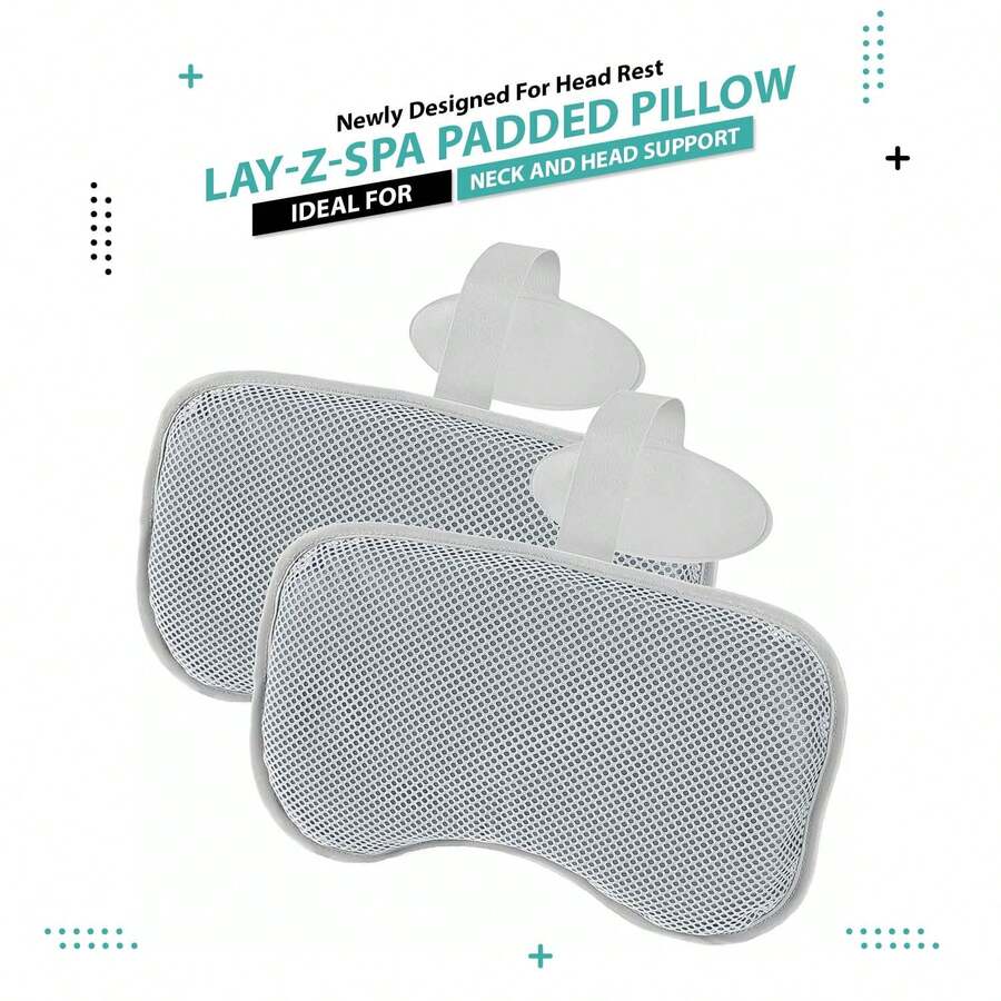 Crystals Spa Padded Pillow Set Of 2 For Hot Tub – Soft Waterproof Headrest Cushion For Neck Support, Spa & Bathtub Accessory - View 1