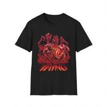 The g T-Shirt  Horror Illustration, Gothic220g heavyweight 100% cotton T-shirt. Butterfly print. Unisex sizing. Round neck inspirational T-shirt. Cute and beautiful Y2K-inspired summer top, perfect for the outdoors, home, work, or street wear. Casual, loose-fitting everyday T-shirt. - Negro - Ver 1