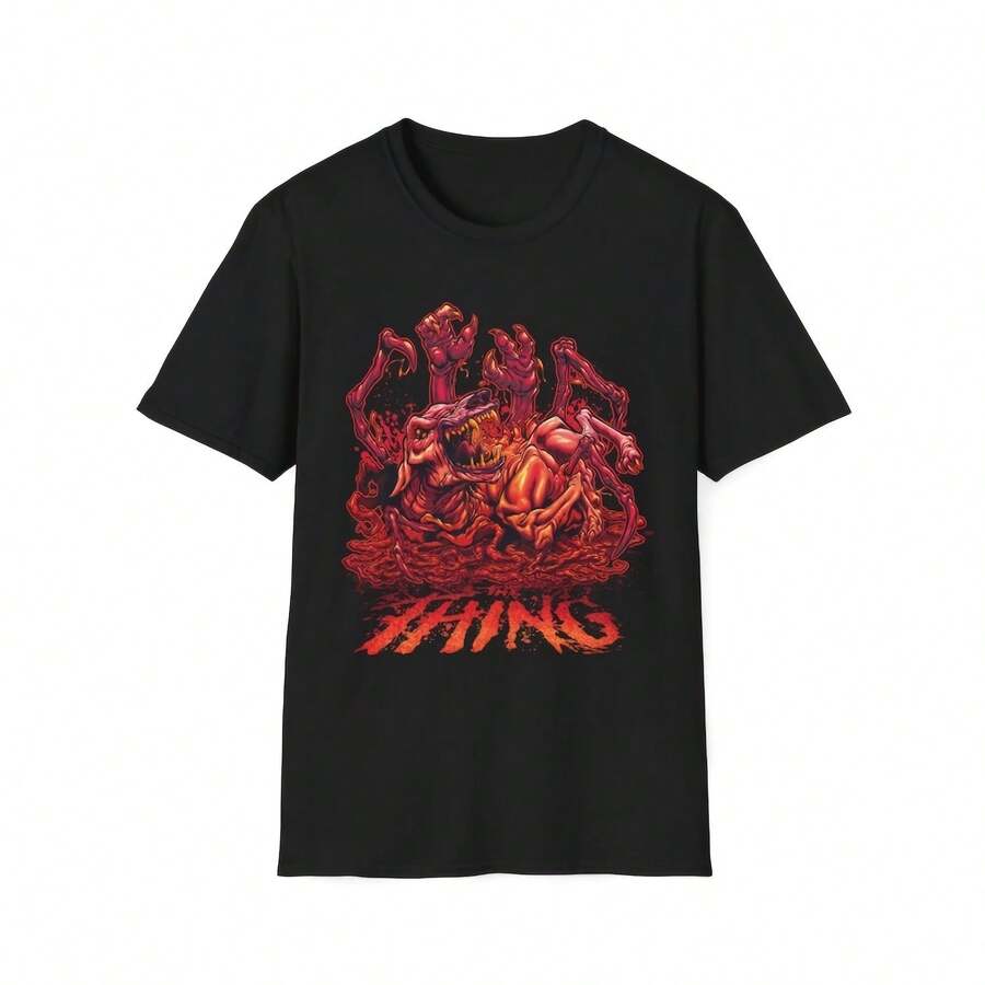 The g T-Shirt Horror Illustration, Gothic220g heavyweight 100% cotton T-shirt. Butterfly print. Unisex sizing. Round neck inspirational T-shirt. Cute and beautiful Y2K-inspired summer top, perfect for the outdoors, home, work, or street wear. Casual, loose-fitting everyday T-shirt. - Negro - Ver 1