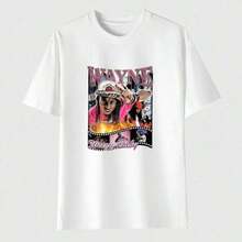 Soft And Comfortable Korean Style T-Shirt, Casual Wear, Unisex Black Cotton T-Shirt, All Sizes S To 5XL LII163, Perfect For Fans, Manfinity, Comfortable Men's T-Shirt, Men's Halloween Clothing, Unisex Pure Cotton T-Shirt - 220g 100% Breathable Cotton - 白色 - 查看 4