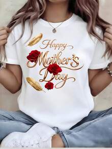 Women's T-Shirt With Fun Print - Casual Short Sleeve Crew Neck Top, Machine Washable For All Seasons Comfort, Suitable For Casual Wear | Loose Fit | Long-Lasting Prints, Suitable For Various Holiday Gifts, Shipped From A Local Warehouse. - 白色 - 查看 12