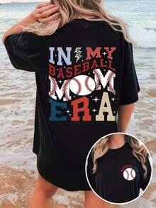 Camiseta de Mujer con Estampado de "Mi Era de Mamá Béisbolera" - Diseño con Letras Deportivas, Bate de Béisbol y Pelota, Camiseta de Manga Corta con Cuello Redondo Suave, Cómoda y Ajustada para Todas las Temporadas, Ropa Deportiva Casual Lavable a Máquina, Adecuada para Mamás Béisbolistas, Entrenadores y Aficionados - Ropa Casual Deportiva, Ideal para el Verano, Vacaciones para Mujeres, Primavera, Tops de Verano, Día de San Patricio, Pascua para Mujeres, Transpirable y Cómoda. - Negro - Ver 8