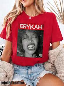 Camisetas Gráficas Y2k para Mujer, Camisetas Oversized de Verano para Mujer, Tops de Algodón para Mujer, Camisetas de Color Sólido, Camisetas Casuales Estampadas de Cuello Redondo de Talla Grande para Mujer, Adecuadas para el Hogar, Deportes y Compras, Suaves y Cómodas, Adecuadas para Primavera y Verano, Tops para Mujer, Regalos para Mujer, Regalos de Carnaval 2026 - Rojo - Ver 1