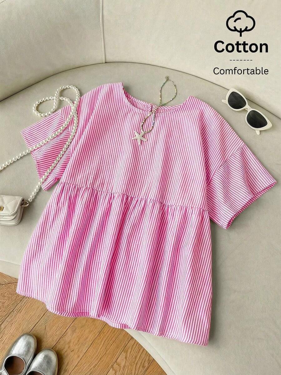 Camisa de mujer tejida a rayas verdes - Rosa - Ver 1