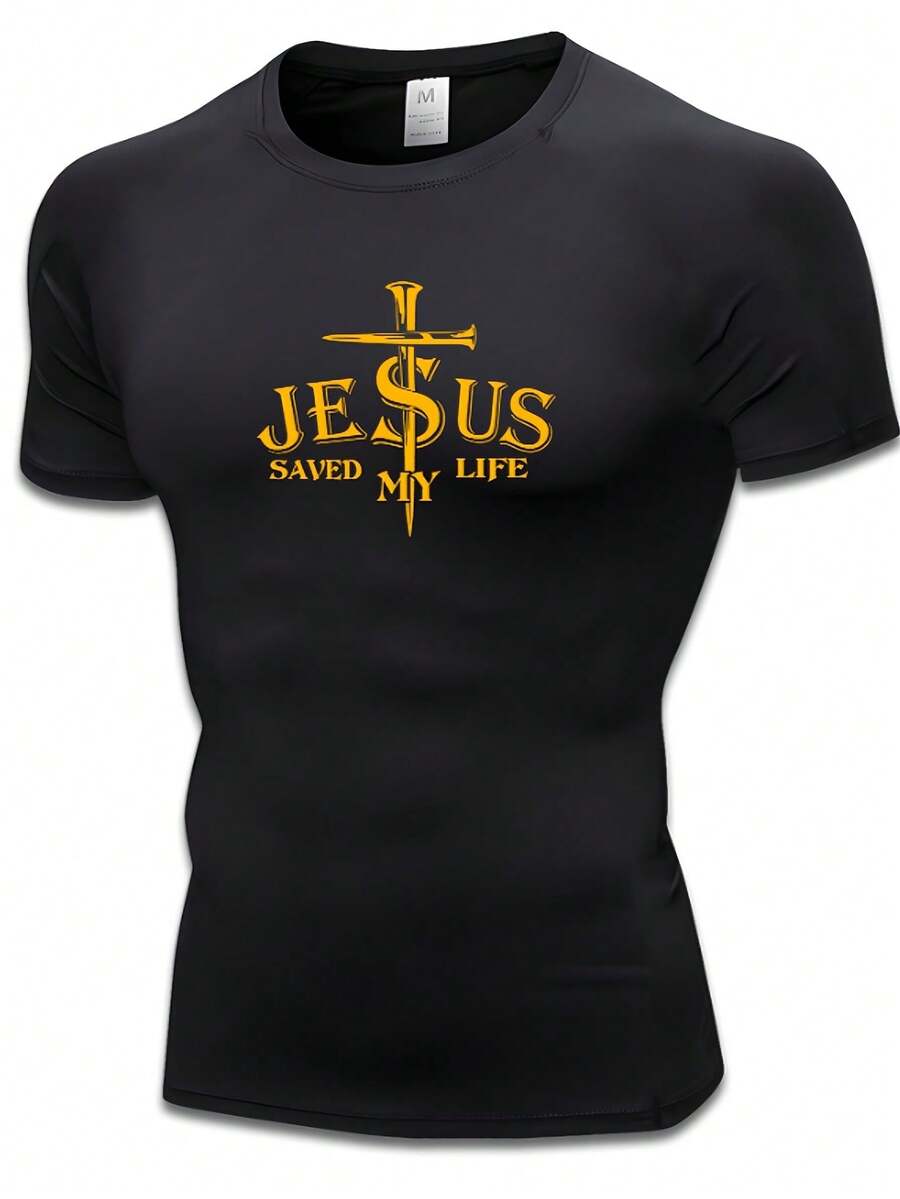 Camisetas deportivas para hombre con estampados de cruces son adecuadas para correr, hacer ejercicio, andar en bicicleta, usar en el gimnasio, como uniformes de equipo de empresa, uniformes de entrenamiento y como regalo para amigos. Una camiseta de manga corta adecuada para el hogar, el uso diario, fiestas y viajes, perfecta como regalo para amigos o familiares. - Negro - Ver 1