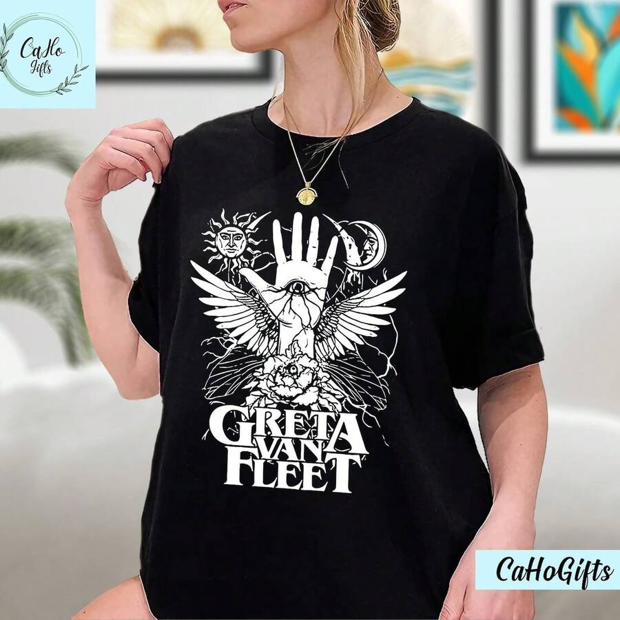 Camiseta Greta Van Ft, Greta Van Ft Dreams In Gold, Camiseta GVF, Camiseta Gvf StarcatC1her, Camiseta Greta Van Ft, Sudadera, Sudadera con capucha Camiseta de algodón suave de 220 g para hombres y mujeres, hecha de tela premium duradera y agradable para la piel con un tacto suave, adecuada para todas las formas corporales y para uso diario. Tops casuales ligeros y transpirables, conjuntos elegantes a juego para otoño, perfectos para la vida diaria, actividades al aire libre, viajes, vacaciones y diversas fiestas temáticas durante todo el año. - Negro - Ver 1