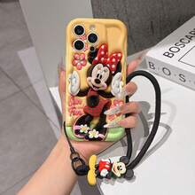 Disney Has Authorized, Phone Case - Chain Set, This Set Features A Mickey Mouse Phone Case Paired With A Detachable Silicone 3D Stitch Wrist Strap, Complete With A Metal Ring Attachment. Crafted Using A Unique 2D Wave-Texture Technique, The Case Is Made From Eye-Catching And Adorable TPU Material, Showcasing Classic Mickey And Minnie Mouse Designs. It Is Compatible With The Entire IPhoneseries, Including Models 17, 16, 15, 14, 13, 12, 11, XS, XR, X, Plus, Pro, And Max. This Stylish, Cartoon-Themed Protective Case Not Only Provides Robust, All-Around Protection For Your Device But Also Makes For The Perfect Gift For Friends And Family. IPhone17 Pro Max Case. Disney Phone Case. - 白色 - 查看 6