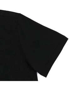 Minimalist Modern Art T-Shirt With Abstract Line Face Profile - Black - View 6
