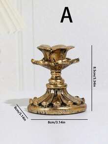 1pc Vintage Gold Candle Holder Decor, Candle Base For Kitchen, Dining Room, Display Stand, Living Room, Entryway Wall Decor, Nostalgic Display, Photography Prop, Wedding, Birthday, Holiday Decoration, Home Decor - Gold - View 6
