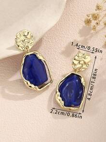 1 Pair Bohemian Luxury Resin Minimalist Classic Versatile Earrings - Royal Blue - View 2