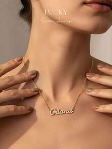 Colar com Texto Personalizado, Estilo Hip Hop Feminino, Corrente de Nylon com Pingente, Joia com Texto Personalizado, Presente Perfeito para Casais, Amigos, Pais, Moda Prateada, Moda Outono, Minimalista Casual, Minimalismo, Unissex, Moda Personalizada, Exclusivo, Presente Ideal para Namorada, Mãe, Família, Presente de Dia das Mães - Colar de diamantes completo estilo 2 - Ver 11