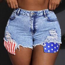 Slayr Plus Size Women 4th Of July Sexy Stretch Denim Super Short Shorts, Blue Women Summer Clothing Women Clothes Woman Summer Clothes Women Bottoms Women Jeans Plus Size - Negro - Ver 2