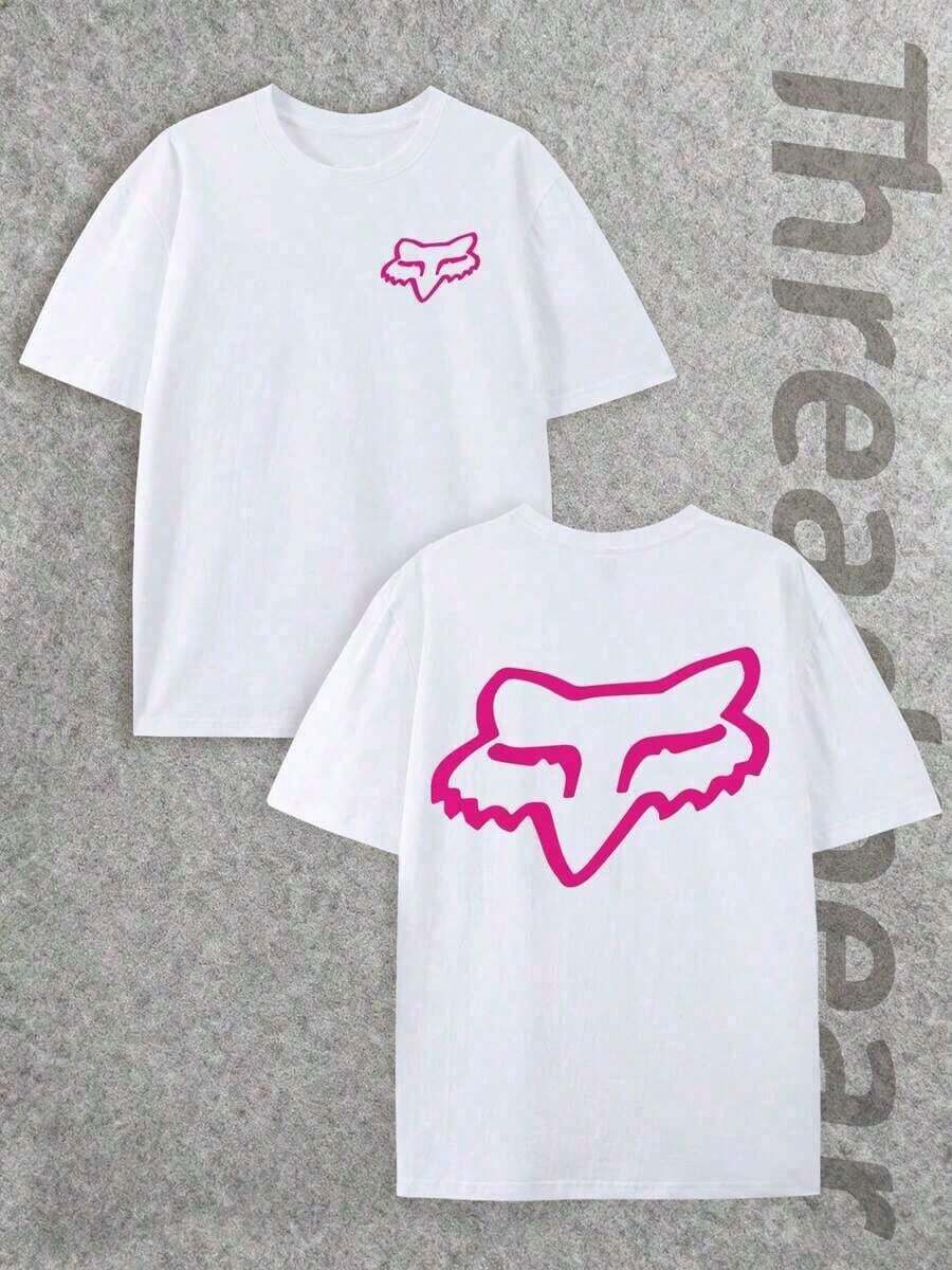 Summer T-Shirts 2026, Off-Road Motorcycle T-Shirt, Double-Sided Pattern Ink Pink T-Shirt, Men's Pure Cotton Short Sleeve T-Shirt, Men's Shirt, Suitable For Year-Round Wear, Suitable For Men And Women, Ideal For Daily Wear And As A Gift For Friends And Family, For Outdoor Activities, Christmas Gifts, Christmas Clothes For Men, Best Gift For Boyfriends, Loose And Comfortable T-Shirts. - 白色 - 查看 1