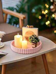 Jewelry Tray, Coffee Table Tray, Aromatherapy Stand, Round Storage Tray, Women's Design, Made Of ABS Plastic For Storage And Organization, Nordic Minimalist Style, Suitable For Home, Bedroom, Vanity, Dining Room, Kitchen Counter, Bathroom, Daily Use, Mother's Day Decor - Multicolor - View 7