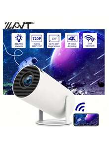 ZZPQVT Hy300pro New Smart Mini Projector, Supports 1080P Portable Projector, 2.4/5G WiFi Smart Projector, 50"-100" Screen, Home Video Projector, 180° Flip, Easier Outdoor Projection, Compatible With TV Stick/Windows/Android/HD/USB - EU C Type Plug(220-240V) - View 12