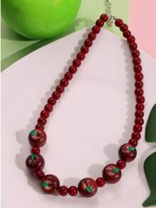 Cute INS Colorful Dopamine, Red & Green Apple Beaded Necklace, Fresh Fruit Minimalist Versatile Choker, Suitable For DIY And Gift To Friends, Spring/Summer - Multicolor - View 15