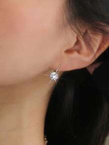 1 Pair Minimalist Cubic Zirconia Stone Earrings, Designed For Women, Suitable For Weddings, Engagements, Anniversary Parties, Valentine's Day Gifts - 1# - View 6