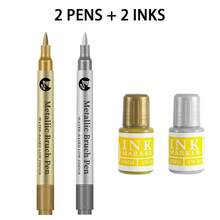 2-6 Buah/Set Spidol Metalik Emas Perak Tahan Air, Spidol Cat dan Tinta untuk Batu, Keramik, Kaca, Kayu, DIY, Seni Grafiti, Lukisan - Set - View 9