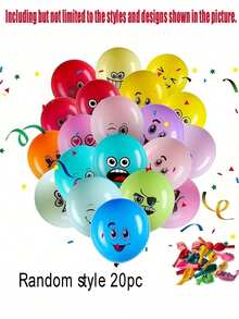 Globos de colores gruesos con expresiones de cara sonriente, para decorar fiestas de cumpleaños y arreglos de globos de dibujos animados - Multicolor - Ver 10