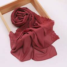 1 lenço hijab muçulmano de chiffon elegante com bordado de rosas para abaya - Multicolorido - Ver 17
