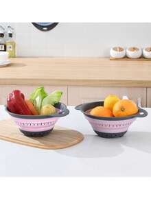 1 pieza Colador plegable, Cesta colgante para lavar frutas y verduras, Cesta escurridor plegable, Diseño minimalista de dos colores, Artículo esencial de cocina - S - Ver 2