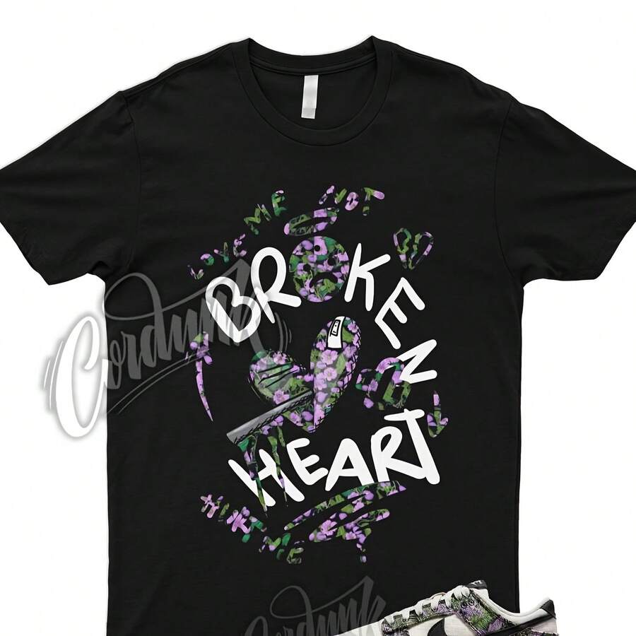 Camiseta BROKEN a juego con Dunk Low Next Nature WMNS Floral Tapestry Phantom Black Light Magenta Pink Foam Chlorophyll Vanilla Lilac Lavender - forma - Ver 1
