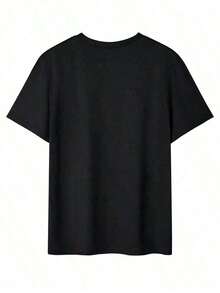 Soft 100% Cotton T-Shirt, Short Sleeve T-Shirt With Letter Print, Casual Slim Fit For Men, Breathable Cotton T-Shirt, Goes With Everything, Great. - 黑色 - 查看 4