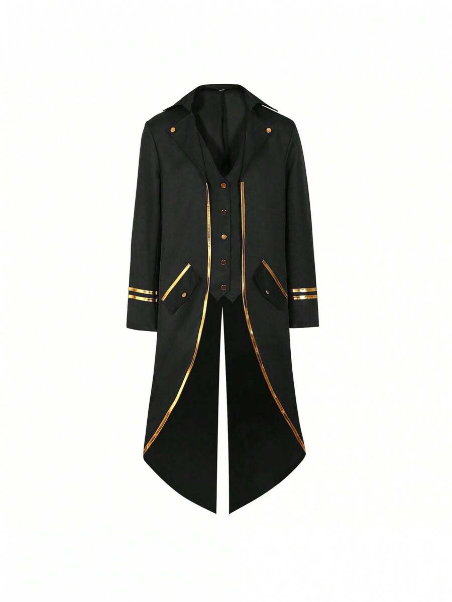 Cosplay Clothing - Black Tuxedo With Gold Trim - View 1