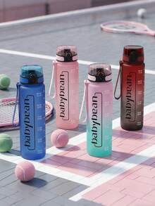 1pc 32oz/1000ml Gradient Large Letter Frosted Leak-Proof Sports Water Bottle, With Time Marker, Carrying Strap For Outdoor Sports, Cycling, Birthday & Holiday Gift - Multicolor - View 8