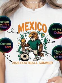 Camiseta de Fútbol de México Personalizada con Nombre, Estilo de Camiseta de Equipo de Fútbol, Camiseta Personalizada para la Copa Mundial - Negro - Ver 6