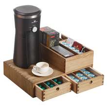 Coffee Pod Holder, Capsule Organiser For Pods, Coffee Machine Stand With Accessory Caddy For Kitchen Counter - Brown - View 5