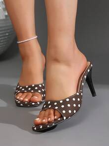 Women's Open Toe Square Toe Stiletto High Heel Sandals, Spring/Summer New Style - Brown - View 5