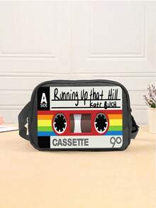 Vintage Cassette Tape Print Crossbody Chest Bag Retro Fanny Pack Adjustable Strap Waist Bag Small Sling Bag Mini Shoulder Bag For Women Men Unisex, Lightweight Zipper Pouch For Phone Wallet Keys, Streetwear Y2K Hip Hop Style Bag For Running Travel Gym Festival Daily Casual Use - Multicolor - View 2